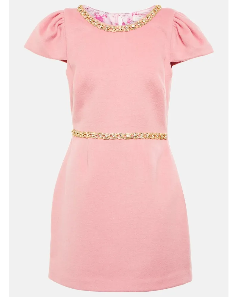 LoveShackFancy Miniabito Toinette in misto lana Rosa