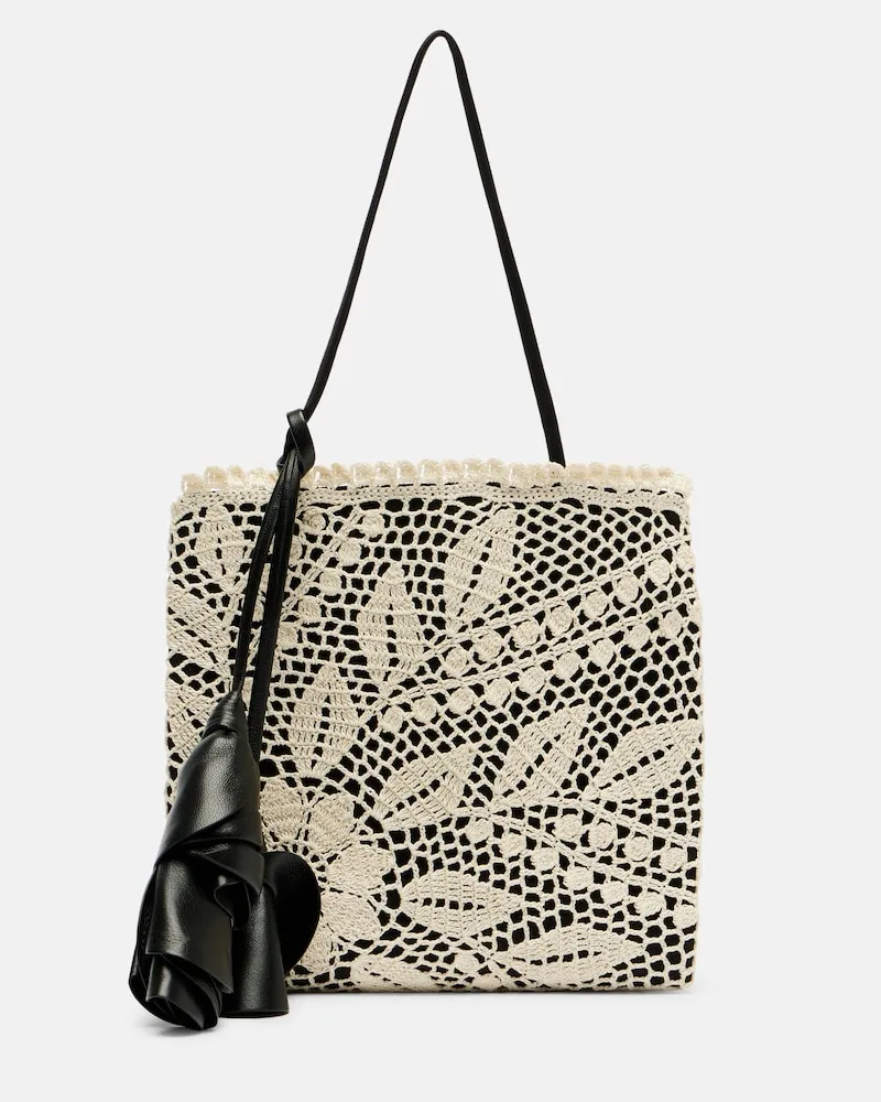 Magda Butrym Borsa Julia Small in crochet con pelle Nero