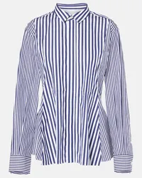 Sacai Camicia in cotone a righe con peplum Blu