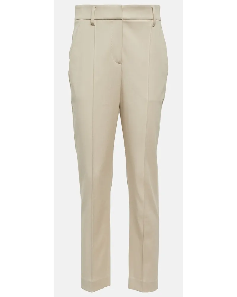 Brunello Cucinelli Pantaloni slim in misto cotone Beige