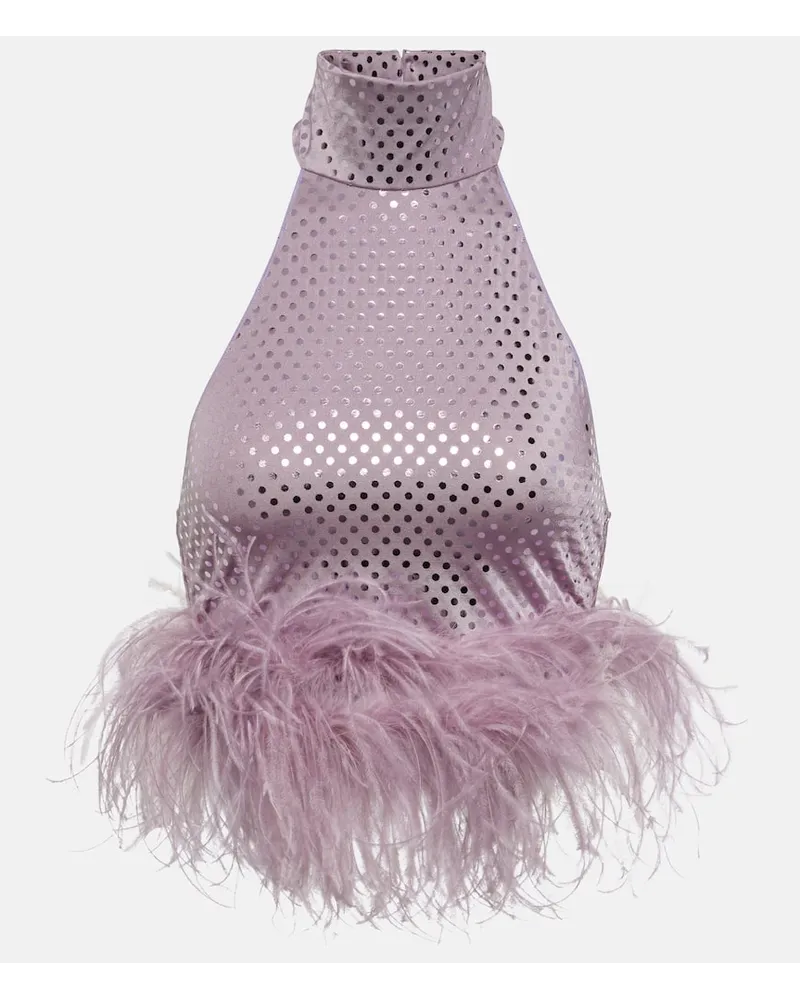 Oséree OsÃ©ree Top Disco Plumage con piume Viola