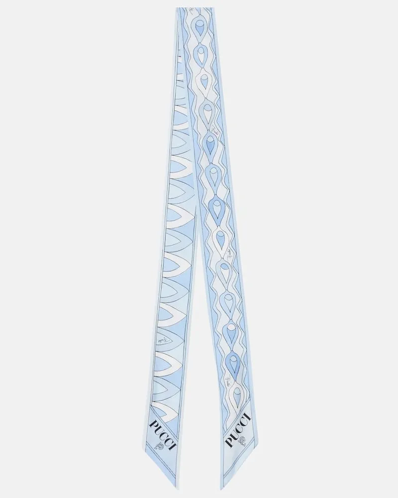 Emilio Pucci Foulard in twill di seta con stampa Blu