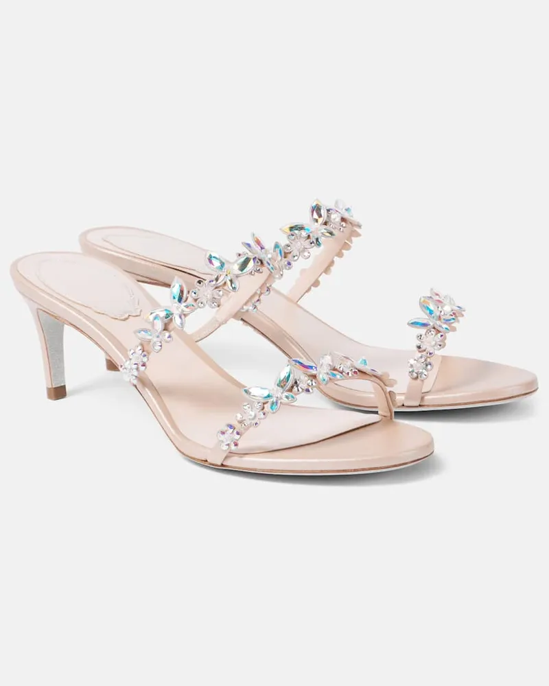 René Caovilla Sandali in raso con cristalli Beige