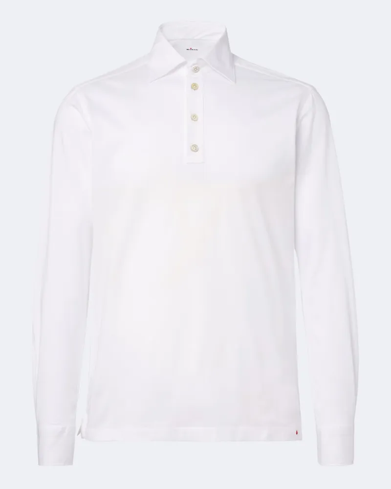 Kiton Top polo in popeline di cotone Bianco