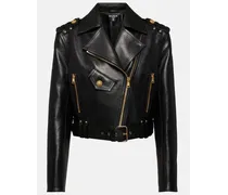 Giacca biker cropped in pelle