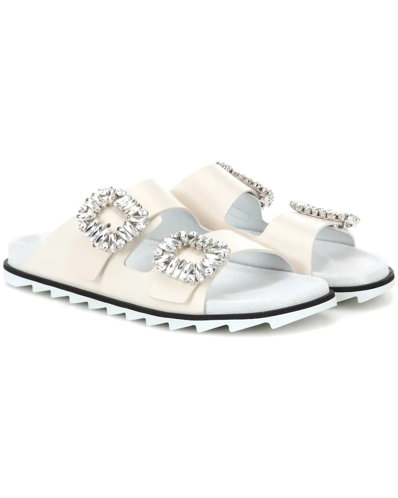 Roger Vivier Sandali Slidy Viv' in pelle con cristalli Bianco