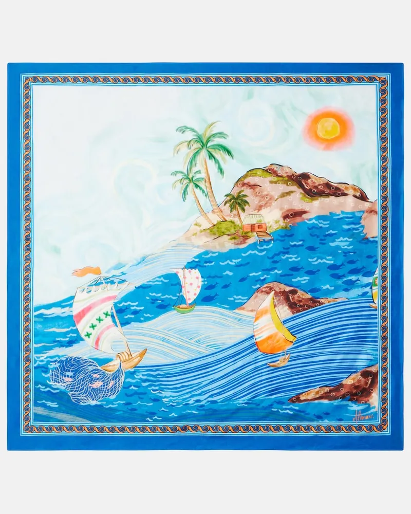 ALEMAIS AlÃ©mais Foulard in twill di seta con stampa Blu