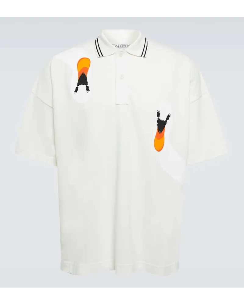 J.W.Anderson Polo in cotone con stampa Bianco
