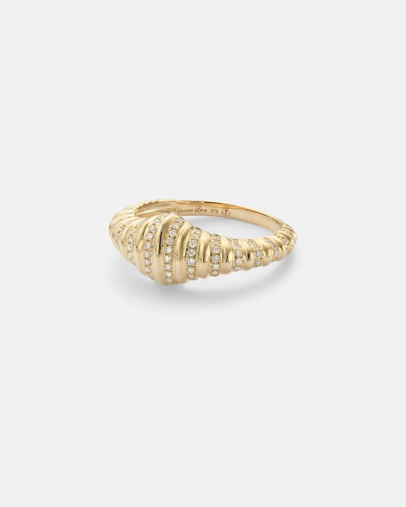 Yvonne Léon Yvonne Léon Anello Chevalière Nano in oro 9kt con diamanti Oro