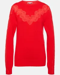 Stella McCartney Pullover in lana con pizzo Rosso