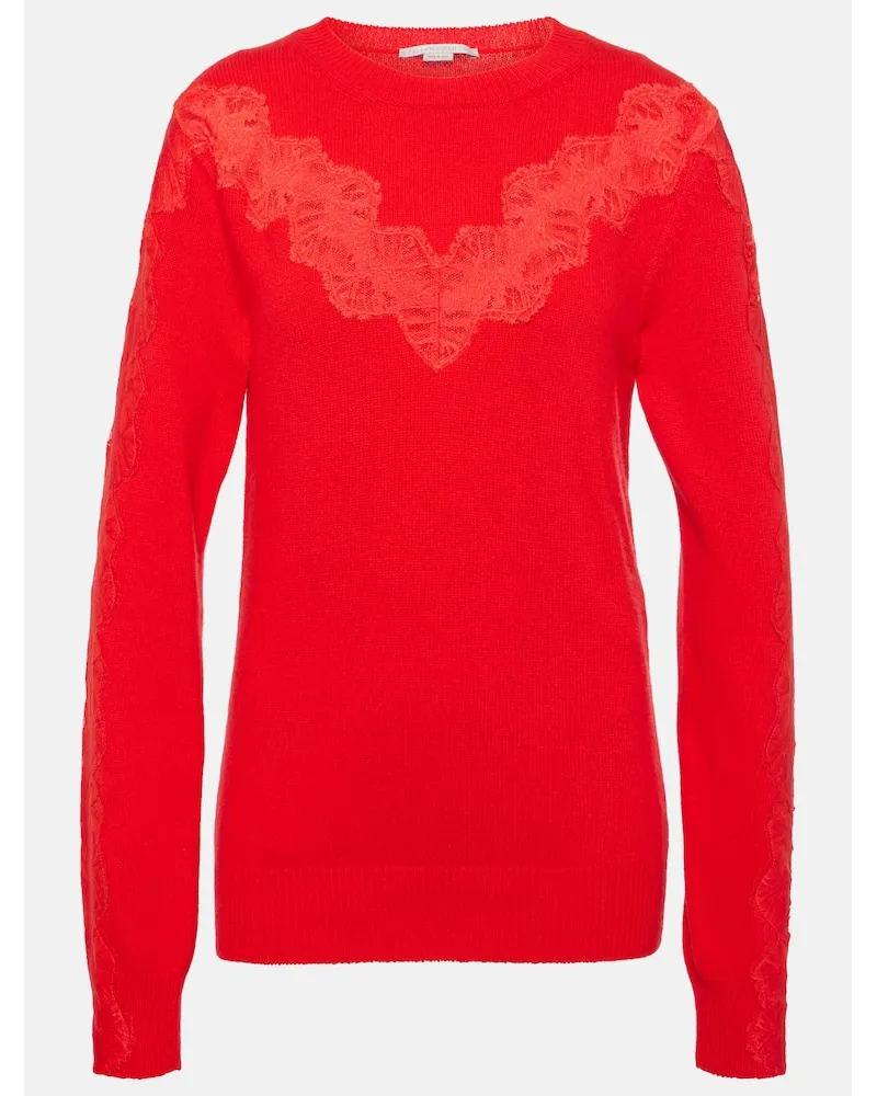 Stella McCartney Pullover in lana con pizzo Rosso