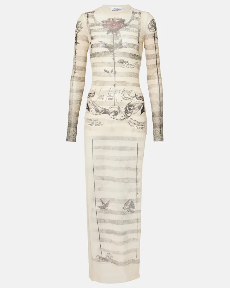 Jean Paul Gaultier Abito lungo in mesh Trompe lâoeil Multicolore