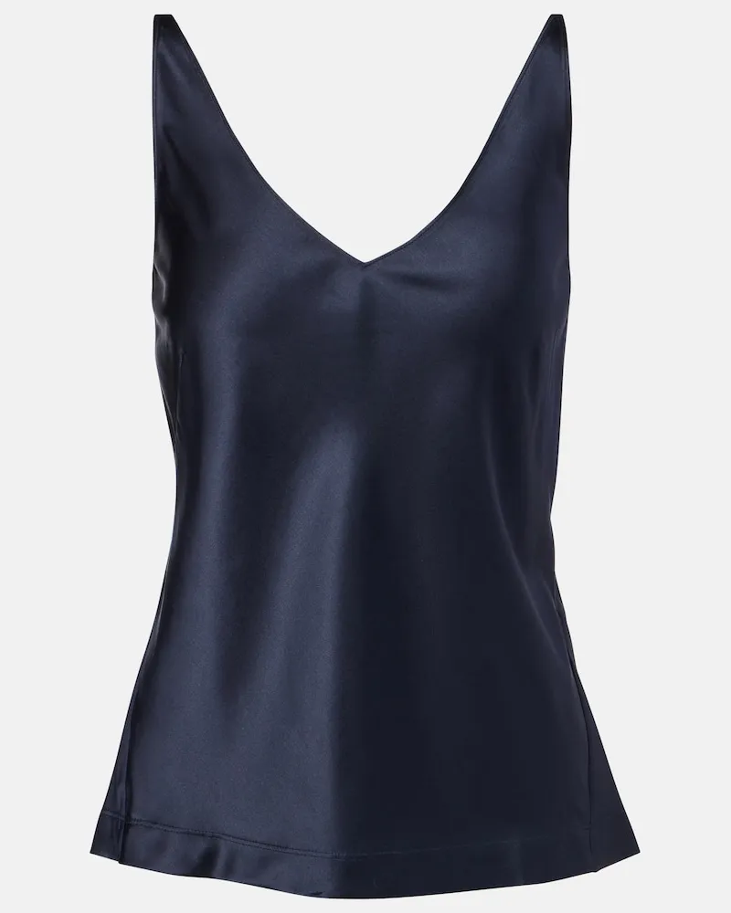 Dorothee Schumacher Top Sense of Shine in satin misto seta Blu