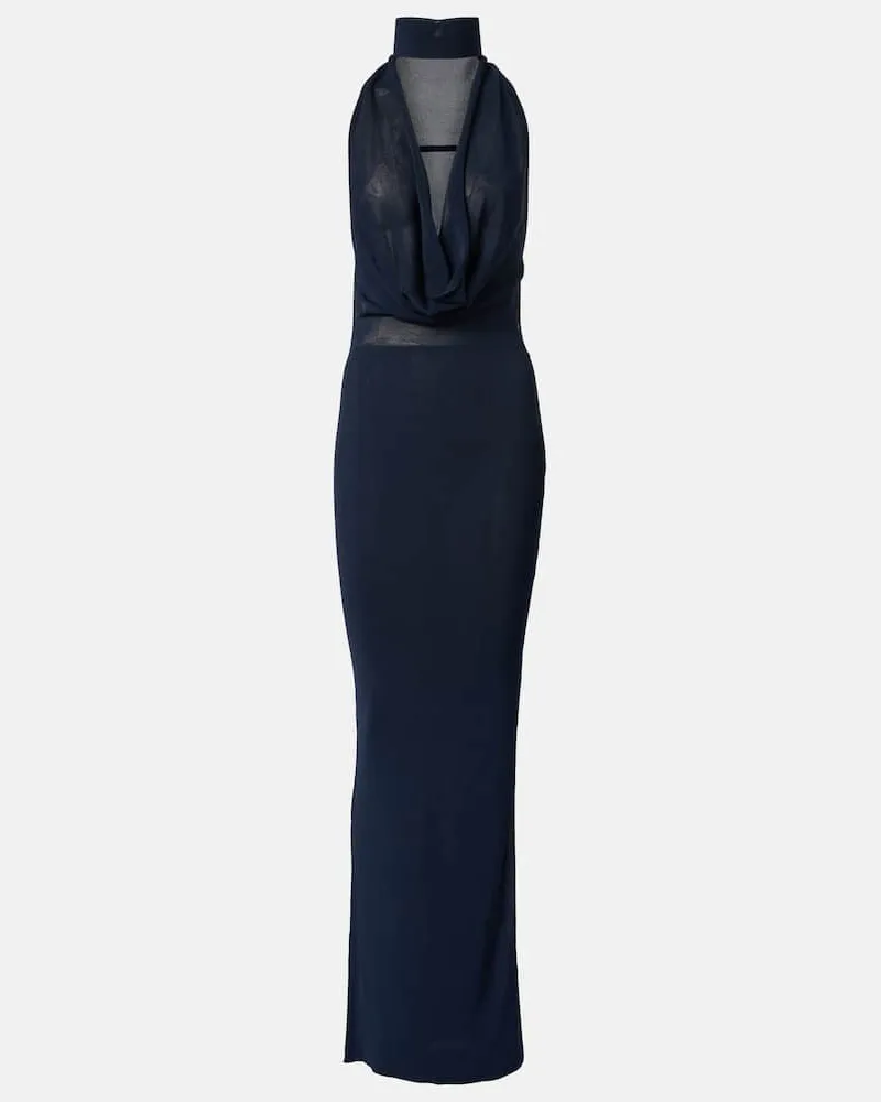 Aya Muse Abito lungo con scollo all'americana Blu