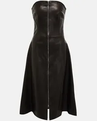 KHAITE Abito midi Valerie in pelle Nero