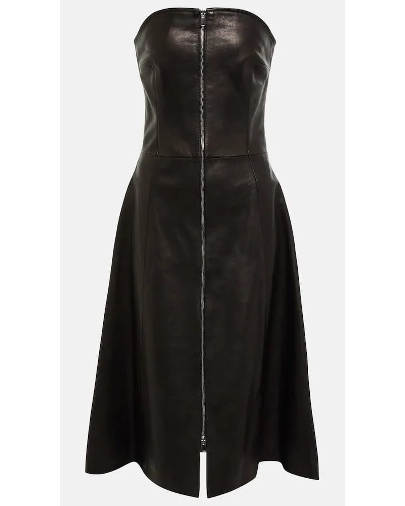 KHAITE Abito midi Valerie in pelle Nero