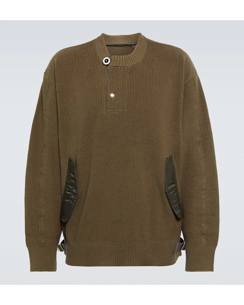 Sacai Pullover in misto cotone a coste Beige
