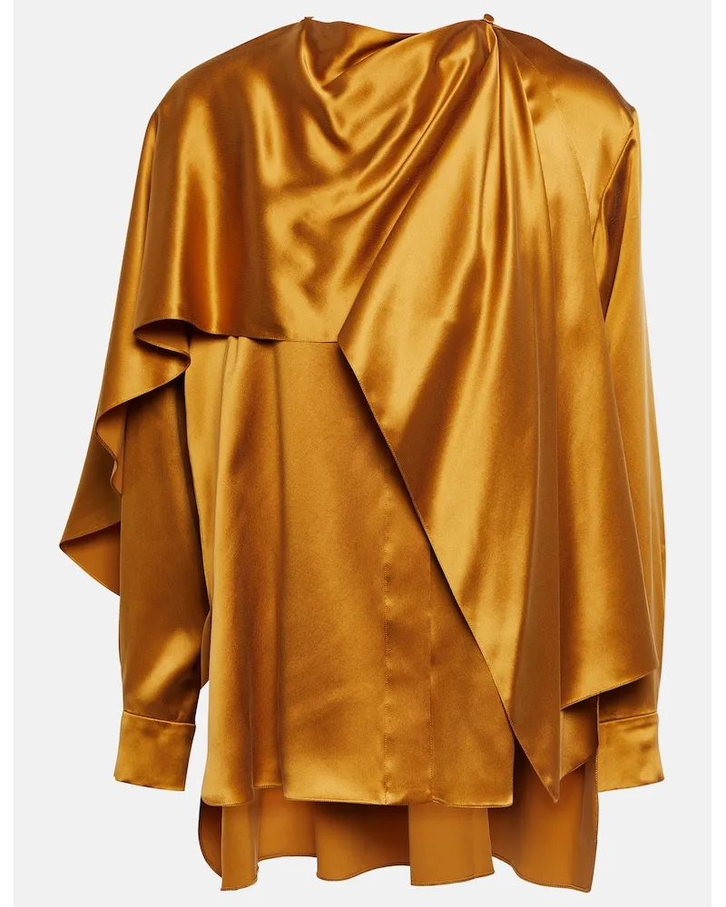 Roksanda Ilincic Top Kata drappeggiato in raso di seta Giallo