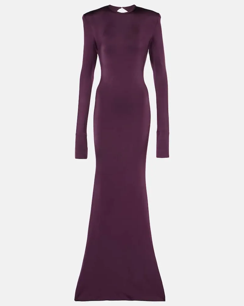 Victoria Beckham Abito lungo in jersey con cut-out Viola