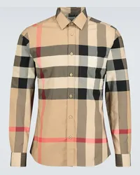 Burberry Camicia in popeline di cotone a quadri Beige