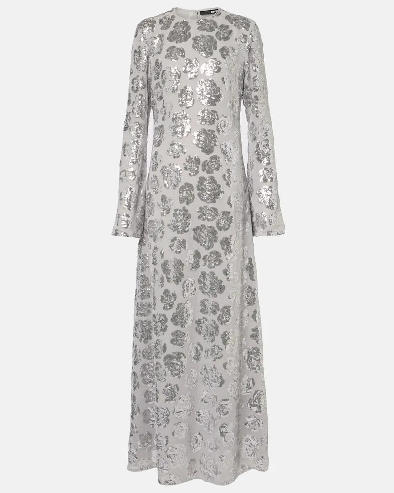 ROTATE Birger Christensen Abito lungo in chiffon con paillettes Grigio