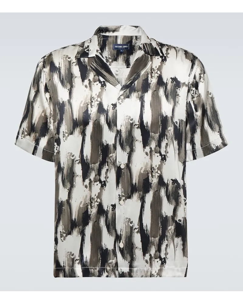 Frescobol Carioca Camicia bowling Roberto in seta con stampa Multicolore