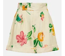 Alémais Shorts in lino a vita alta con stampa floreale