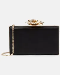 Victoria Beckham Clutch Frame Flower in raso Nero