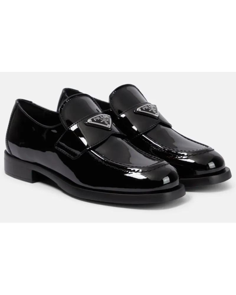 Prada Mocassini in vernice con logo Nero
