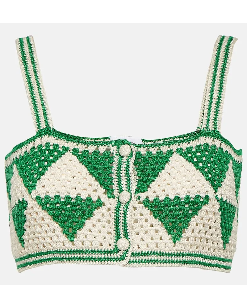 Anna Kosturova Top cropped Maija in crochet Verde