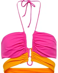 Nensi Dojaka Top bikini con ruches Rosa