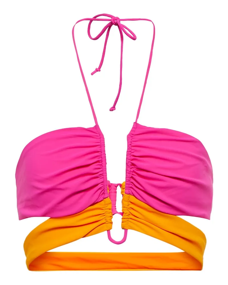 Nensi Dojaka Top bikini con ruches Rosa