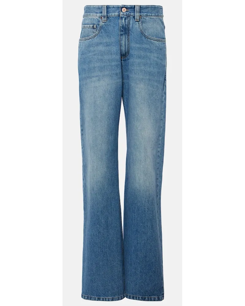 Brunello Cucinelli Jeans a gamba larga e vita media Blu