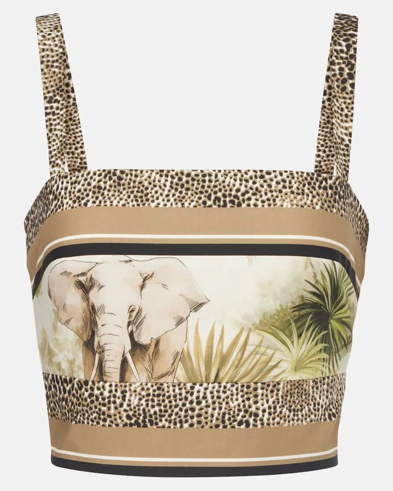 Elie Saab Top cropped in cotone con stampa Multicolore