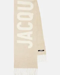 Jacquemus Sciarpa in jacquard di lana con logo Beige