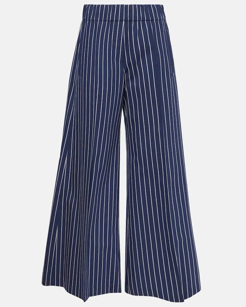 Brunello Cucinelli Pantaloni a gamba larga in cotone e seta Blu