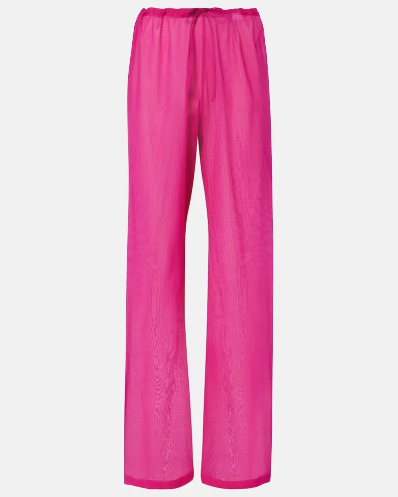 Dries van Noten Pantaloni a gamba larga in misto seta Rosa