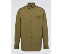 Prada Camicia in cotone con logo Verde