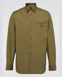 Prada Camicia in cotone con logo Verde