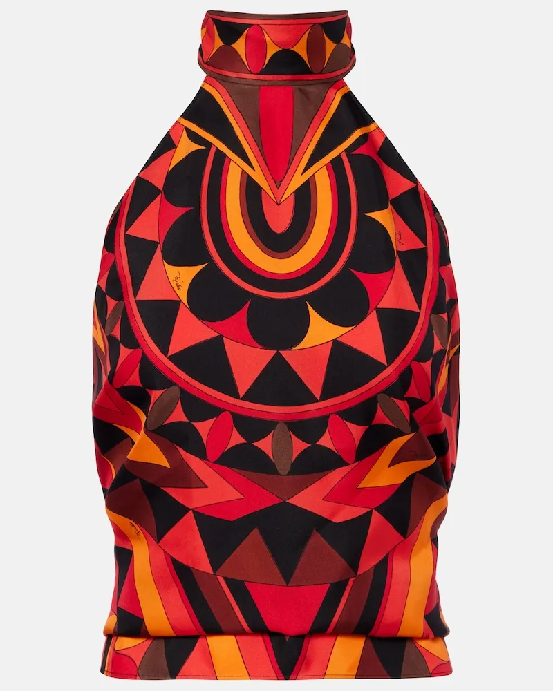 Emilio Pucci Top Manuba in twill di seta Arancione