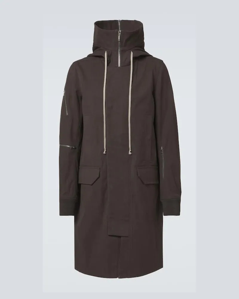 Rick Owens Soprabito oversize in cotone Marrone