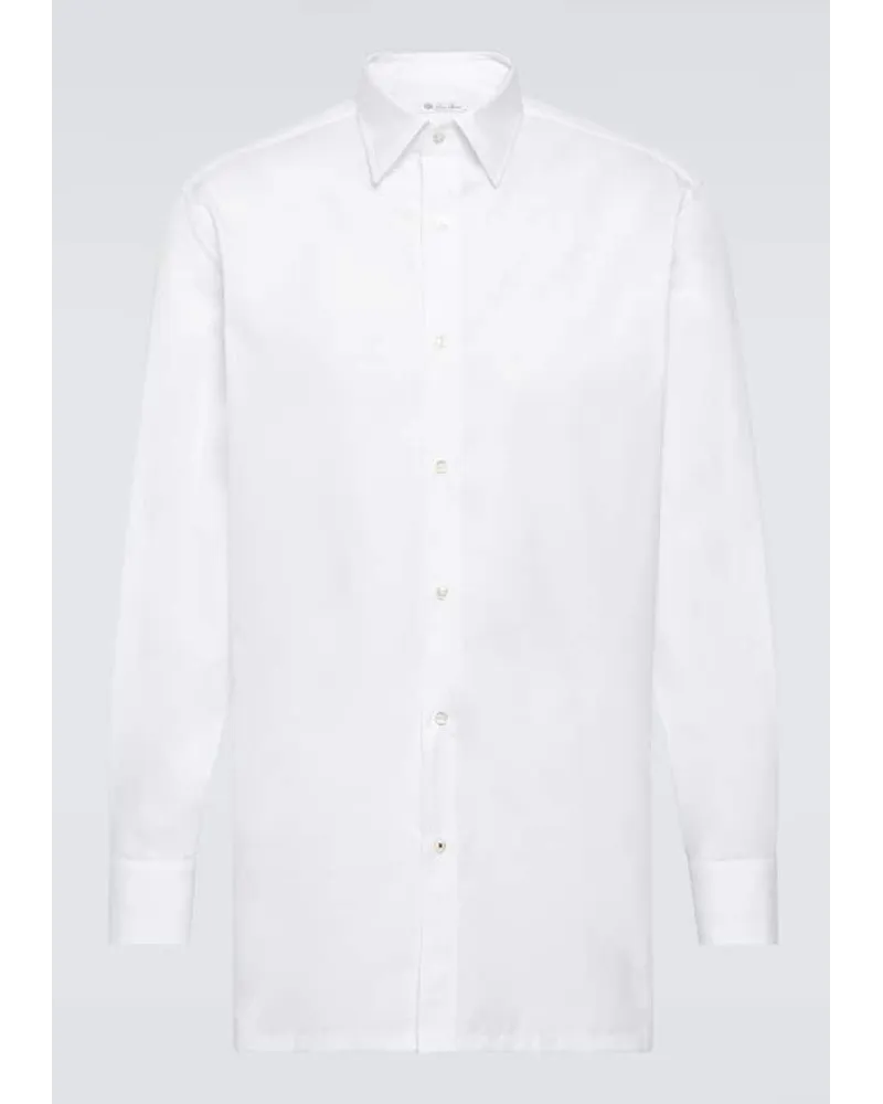 Loro Piana Camicia Oxford in popeline di cotone Bianco