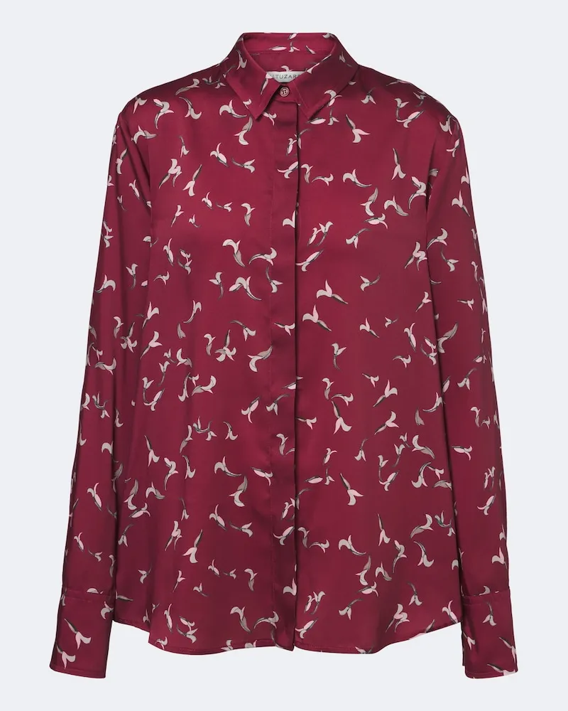 Altuzarra Camicia Chika in raso con stampa Borgogna