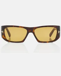 Tom Ford Occhiali da sole rettangolari in acetato Marrone