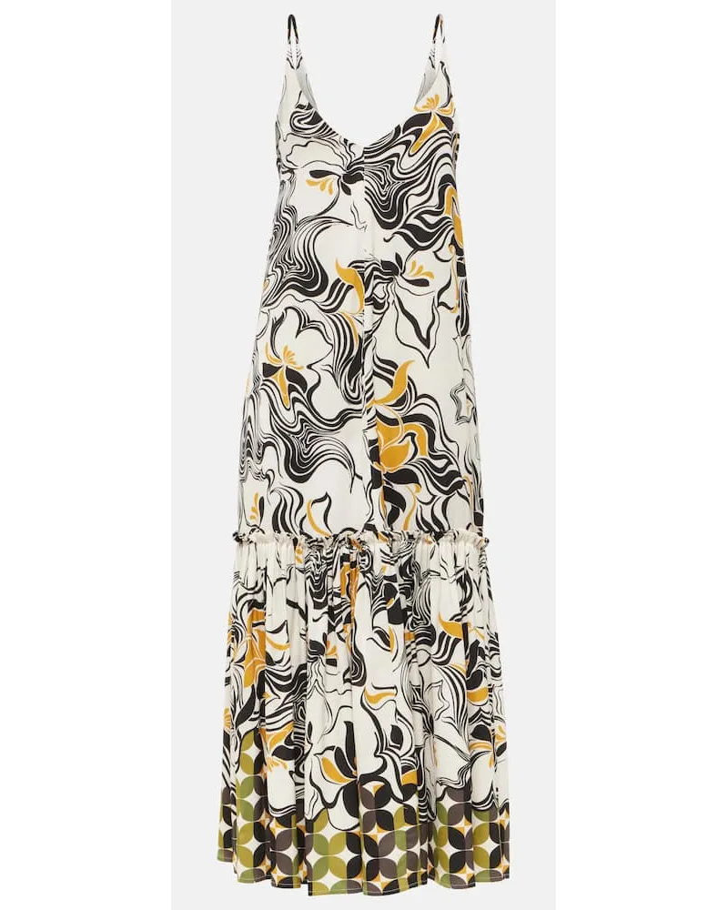 Dries van Noten Abito lungo in raso con stampa Multicolore