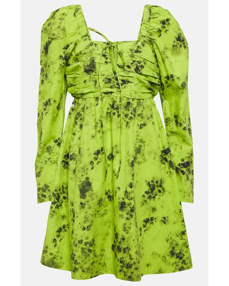 Ganni Miniabito in cotone con stampa Verde