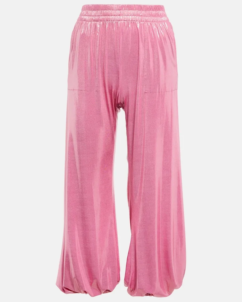 Norma Kamali Pantaloni Boyfriend in lamÃ Rosa