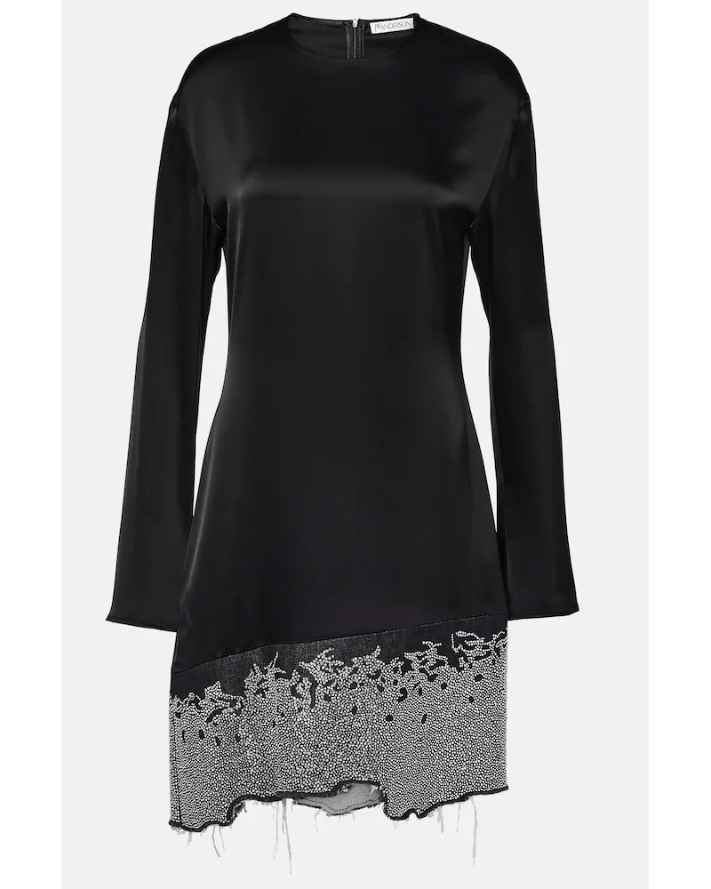 J.W.Anderson Miniabito in raso con cristalli Nero