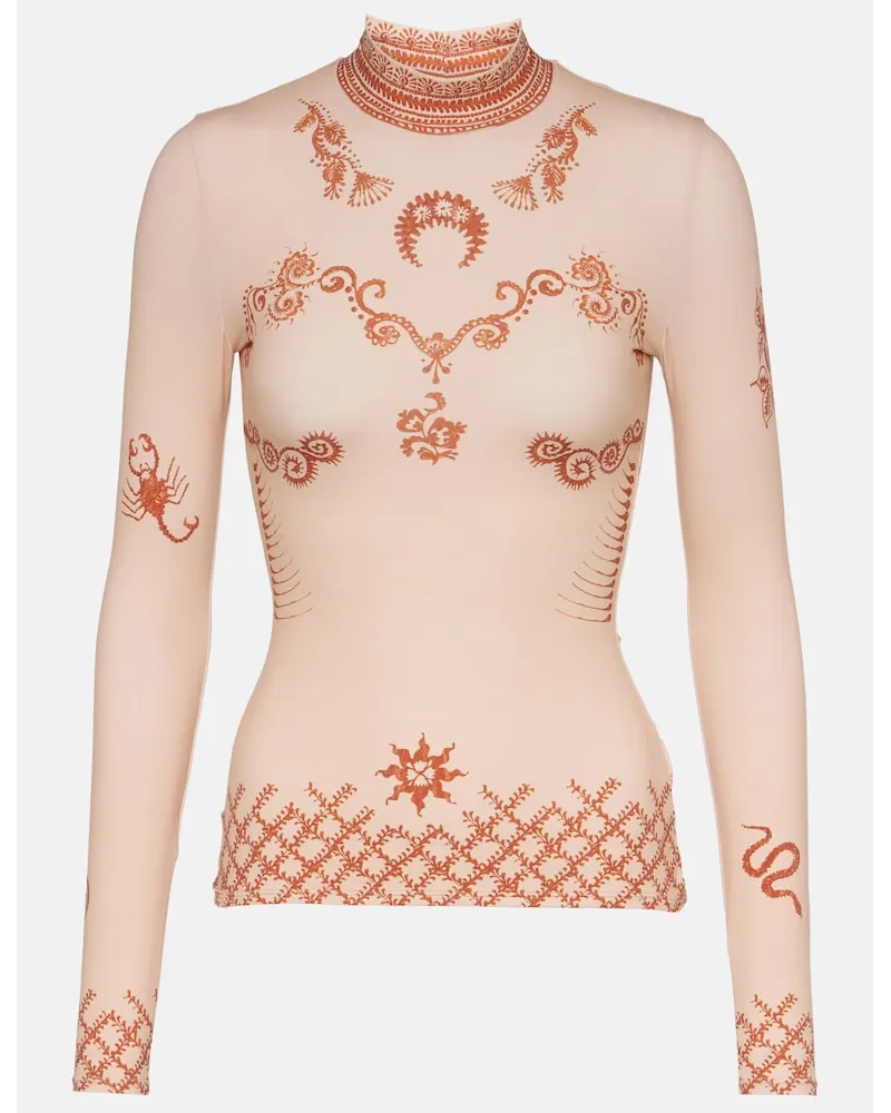Marine Serre Top Regenerated Second Skin in jersey Rosa