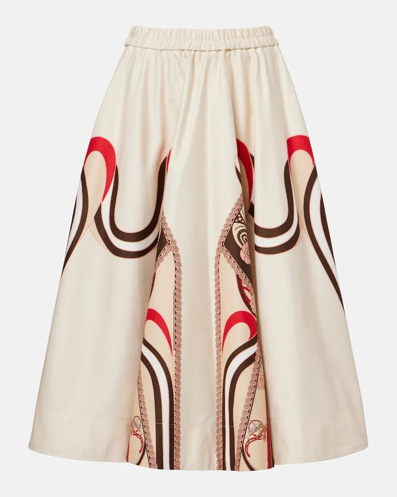 La DoubleJ Gonna midi Ballerina in gabardine di cotone Bianco